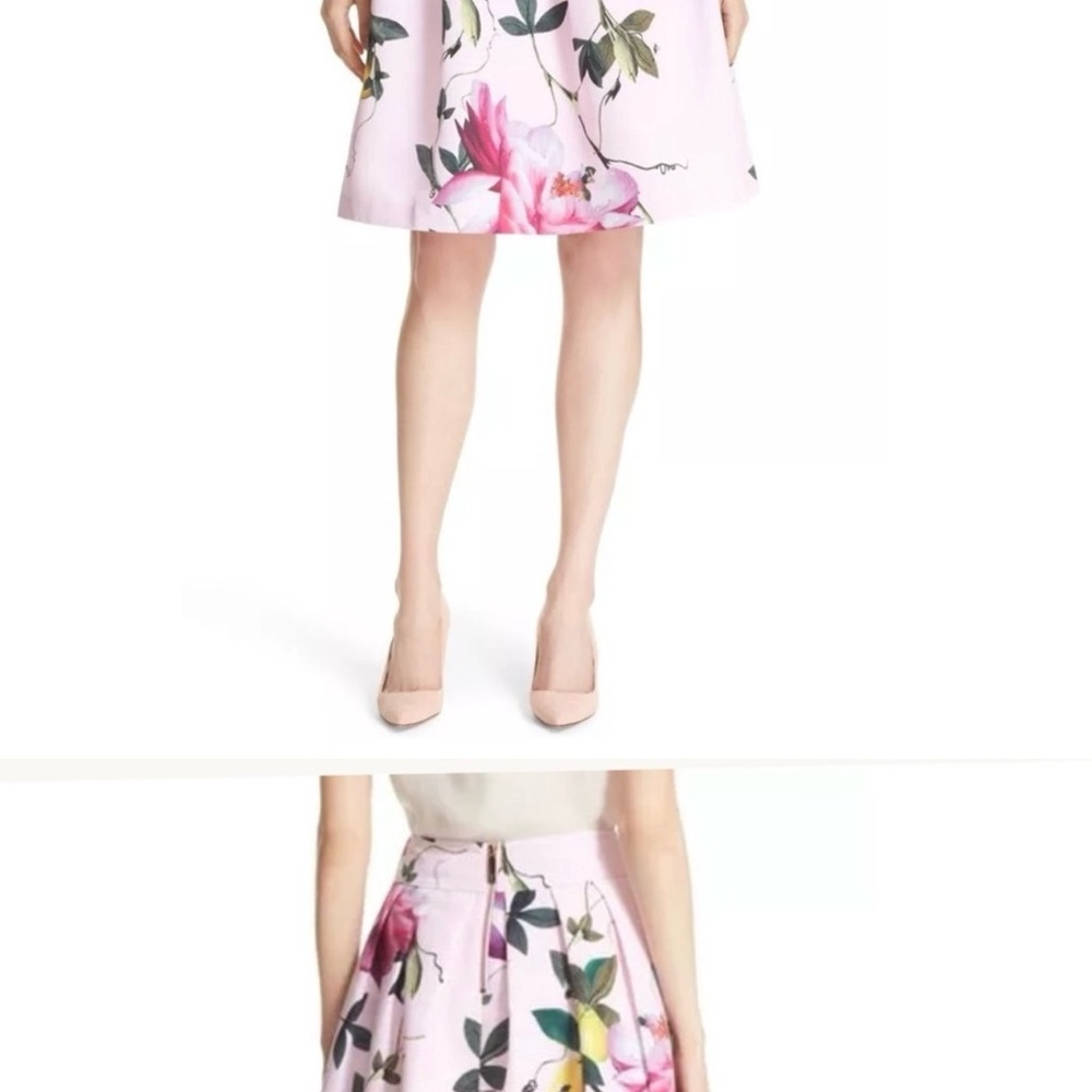 Ted Baker Pink Floral & Lemon Print Midi Skirt - Picture 4 of 6